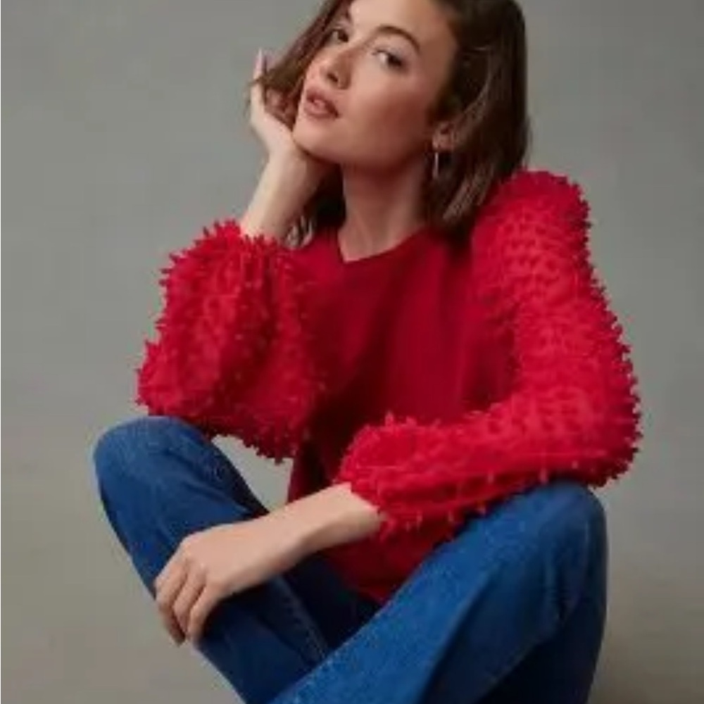 Maeve Textured-Sleeve Top